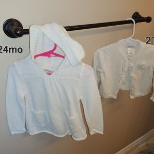 2T/24mo white sweaters